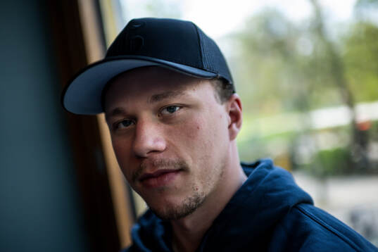Lucas Raymond of Sweden poses for a portrait at a press