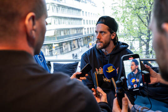 Jacob Markström of Sweden at a press event
