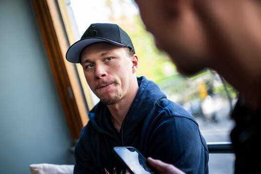 Lucas Raymond of Sweden at a press event