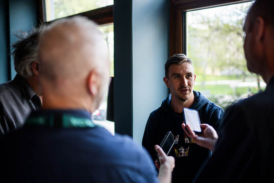 Mikael Backlund of Sweden at a press event