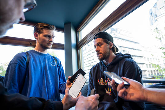 Goaltender Jacob Markström of Sweden at a press event