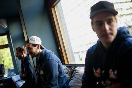 Filip Forsberg and Leo Carlsson of Sweden at a press event
