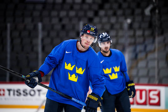 Lucas Raymond of Sweden at a practice session