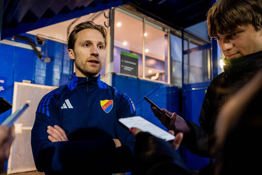 Daniel Stensson of Djurgården is being interviewed