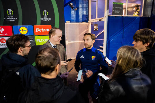 Daniel Stensson of Djurgården is being interviewed