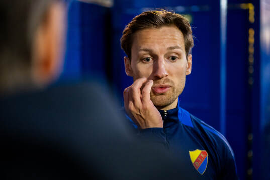 Daniel Stensson of Djurgården is being interviewed