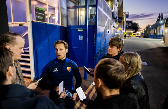 Daniel Stensson of Djurgården is being interviewed