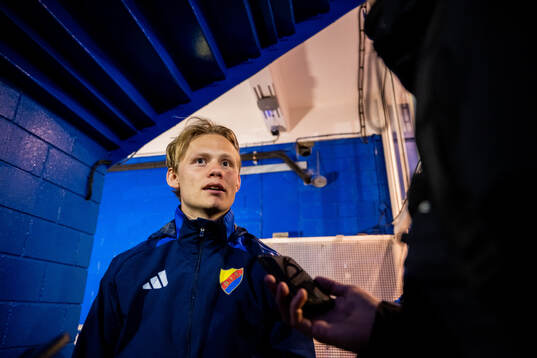 Tobias Gulliksen of Djurgården is being interviewed