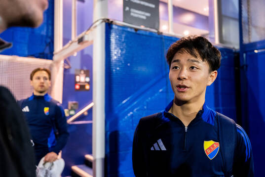 Keita Kosugi of Djurgården is being interviewed