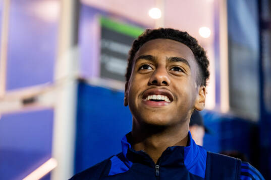 Isak Alemayehu Mulugeta of Djurgården is being interviewed