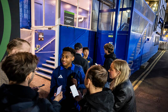 Isak Alemayehu Mulugeta of Djurgården is being interviewed