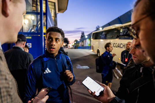 Isak Alemayehu Mulugeta of Djurgården is being interviewed