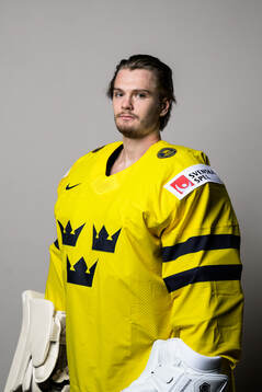 Goaltender Arvid Söderblom of Sweden poses for a portrait