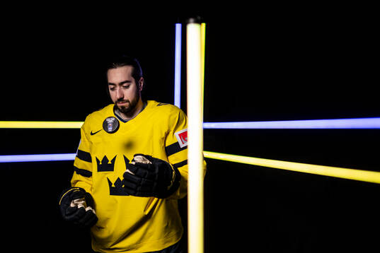 Mika Zibanejad of Sweden in the IIHF studio
