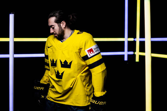Mika Zibanejad of Sweden in the IIHF studio