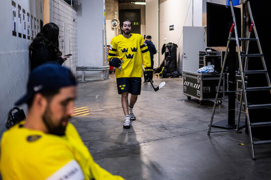 Erik Gustafsson and Mika Zibanejad of Sweden