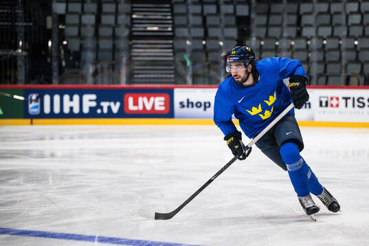 Mika Zibanejad of Sweden at a practice session