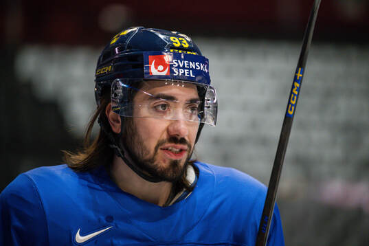 Mika Zibanejad of Sweden at a practice session