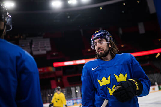 Mika Zibanejad of Sweden at a practice session