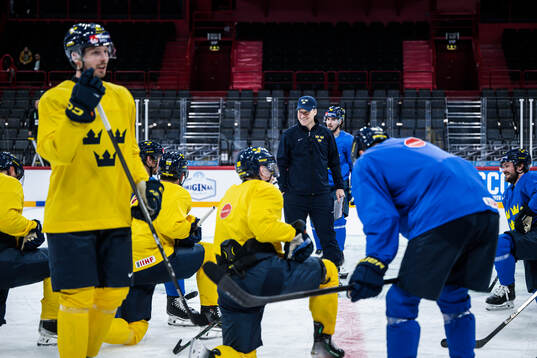 Head coach Sam Hallam of Sweden at a practice session
