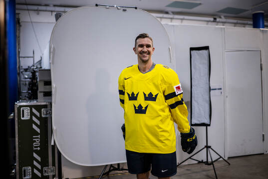 Mikael Backlund of Sweden in a photo studio ahaed of a