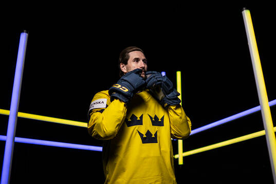 Filip Forsberg of Sweden in the IIHF studio