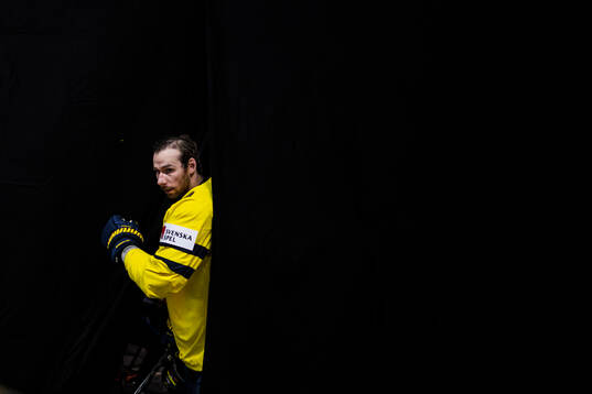 Marcus Pettersson of Sweden in the IIHF studio