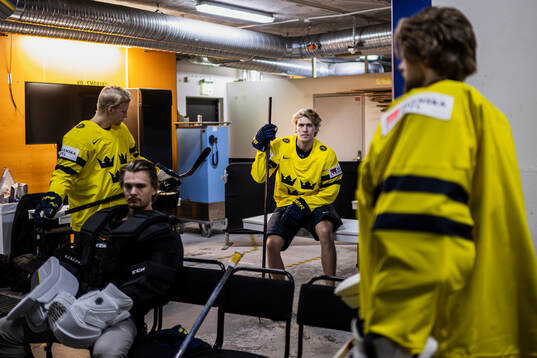 Goaltender Arvid Söderblom, Emil Heineman, Simon Edvinsson