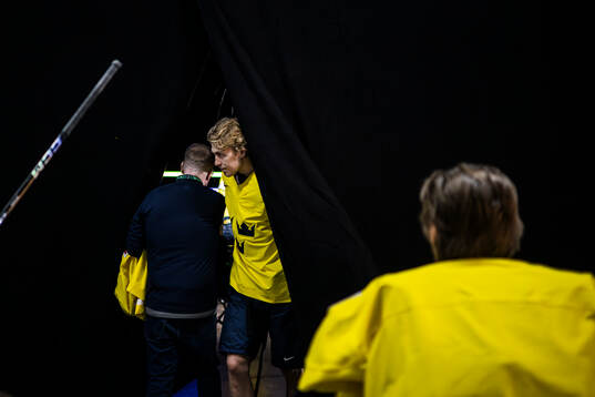 Simon Edvinsson of Sweden in the IIHF studio