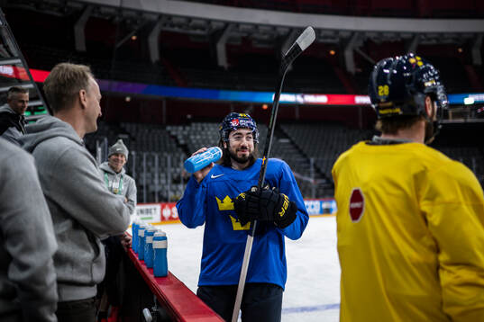 Mika Zibanejad of Sweden at a practice session