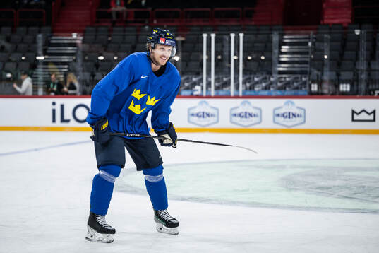 Jonas Brodin of Sweden at a practice session