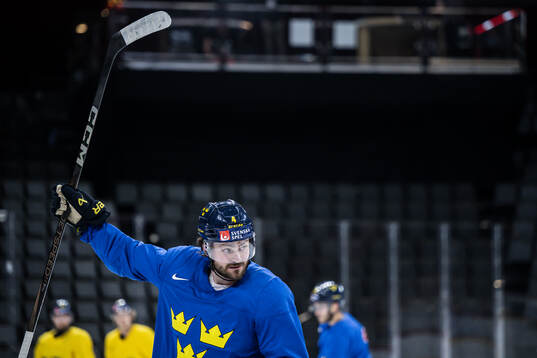 Rasmus Andersson of Sweden celebrates at a practice session