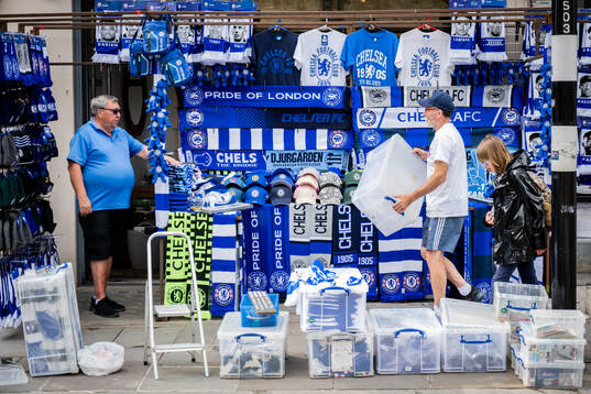 General view of a merchandise shop outside the stadium