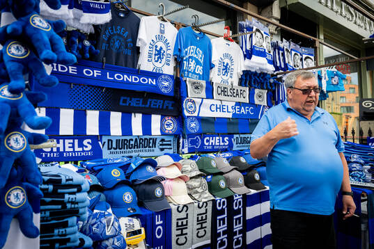 General view of a merchandise shop outside the stadium