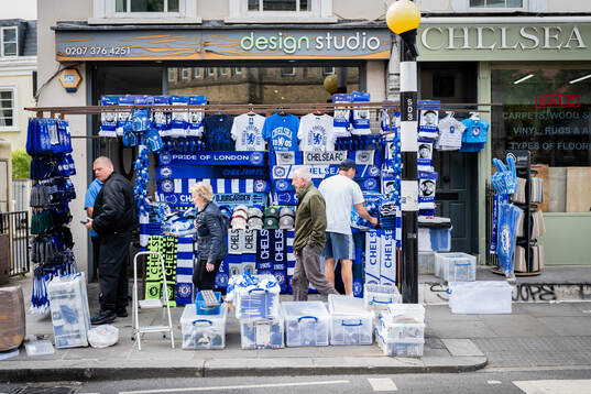 General view of a merchandise shop outside the stadium