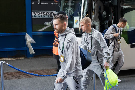 Jacob Une and Viktor Bergh of Djurgården arrives to the