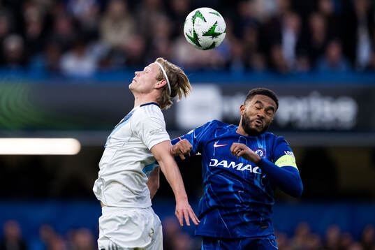 Tobias Gulliksen of Djurgården and Reece James of Chelsea