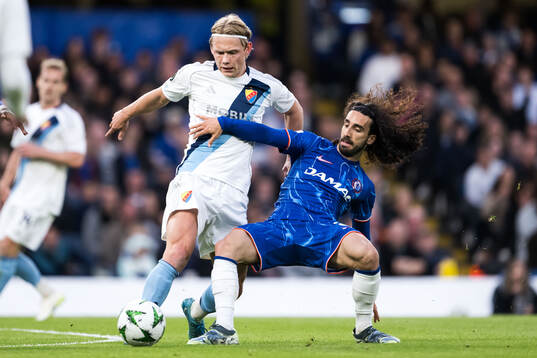 Tobias Gulliksen of Djurgården and Marc Cucurella of