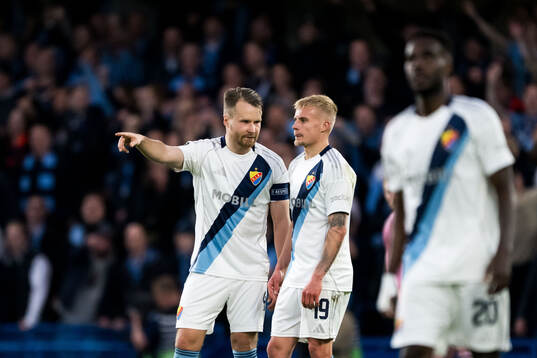 Jacob Une and Viktor Bergh of Djurgården look dejected