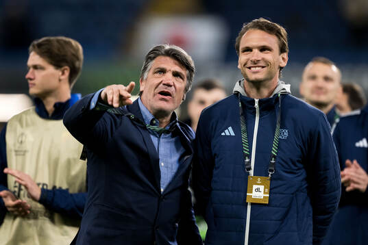 Sports director Bosse Andersson and Albin Ekdal of