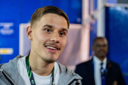 Melvin Vucenovic Persson of Djurgården is being interviewed