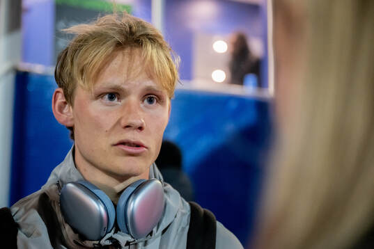 Tobias Gulliksen of Djurgården is being interviewed