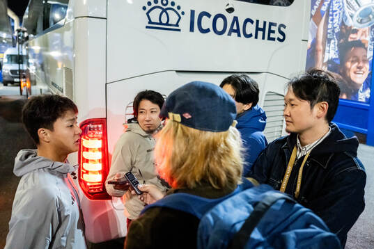 Keita Kosugi of Djurgården is being interviewed