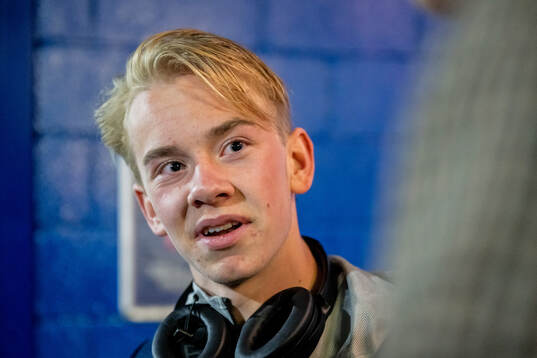 Carl Selfvén of Djurgården is being interviewed