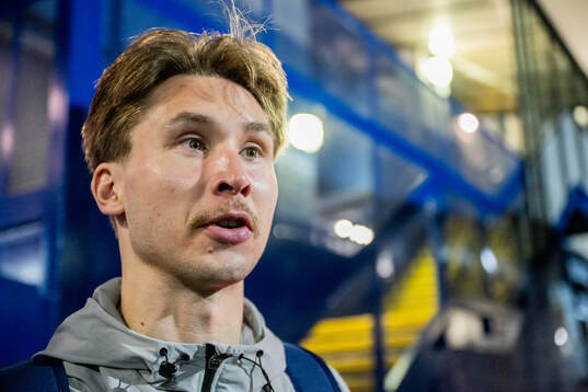 Miro Tenho of Djurgården is being interviewed