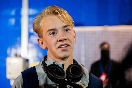Carl Selfvén of Djurgården is being interviewed