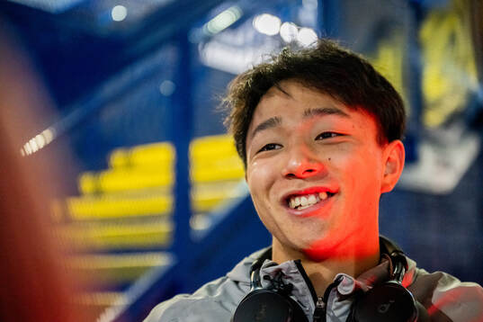 Keita Kosugi of Djurgården is being interviewed