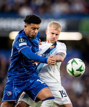 Jadon Sancho of Chelsea and Viktor Bergh of Djurgården