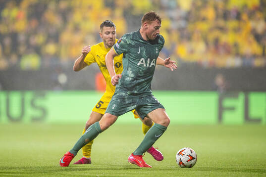 Dejan Kulusevski of Tottenham Hotspur and Fredrik André