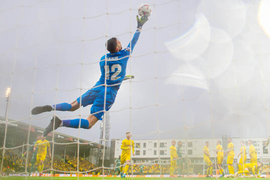Goalkeeper Nikita Haikin of Bodø/Glimt makes a save